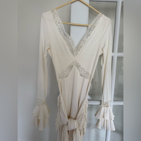 Meshki Electra Slinky Lace Maxi Dress Ivory Size Small - Picture 3 of 9